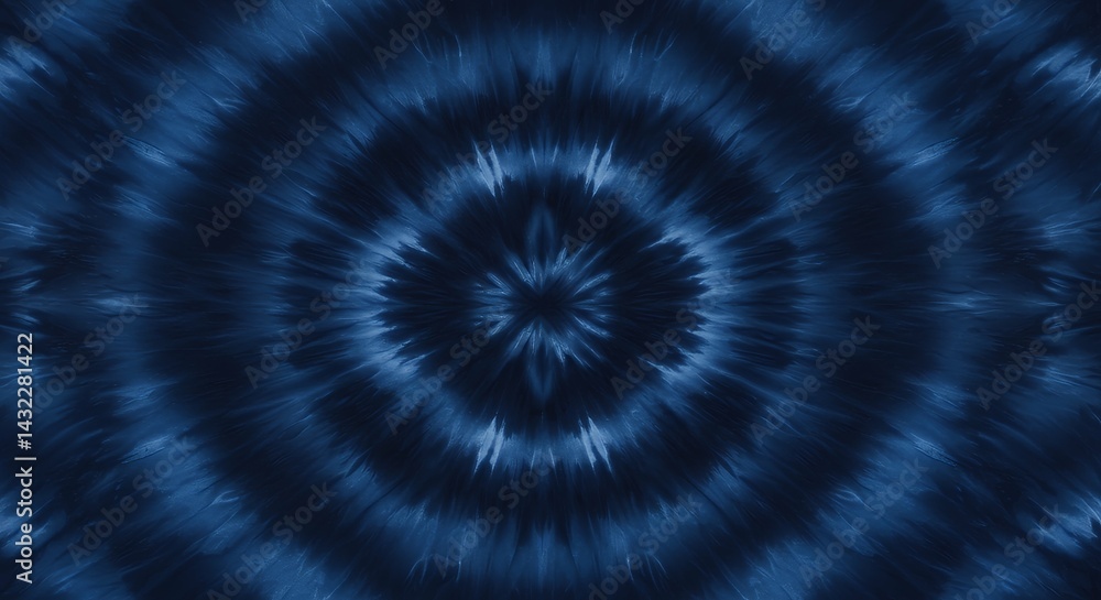 Poster continuous pattern created using traditional resist dyeing technique deep blue shade evoking distinc