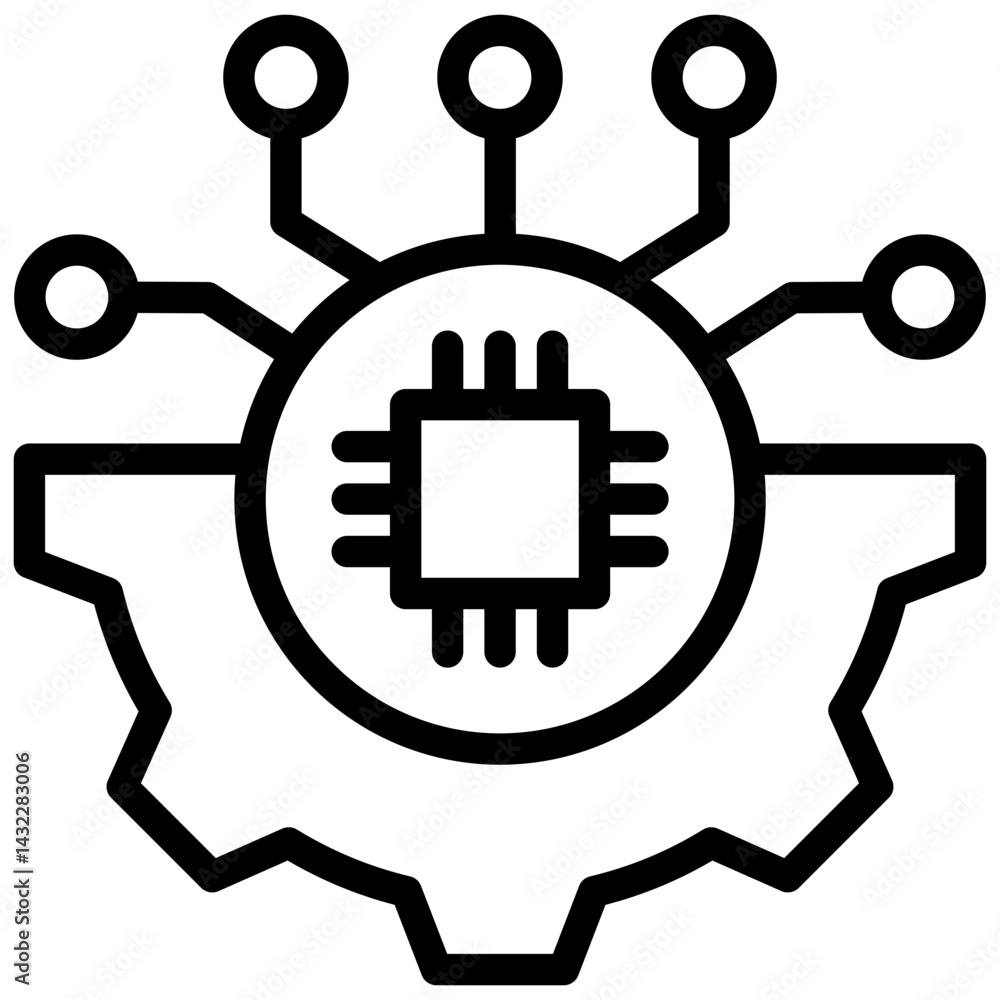 Poster technology integration outline icon