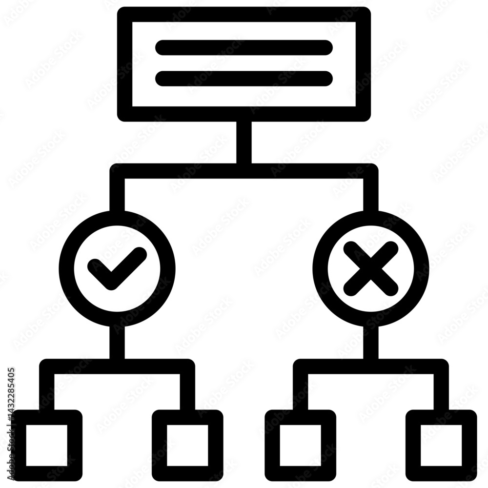 Poster decision tree analysis outline icon