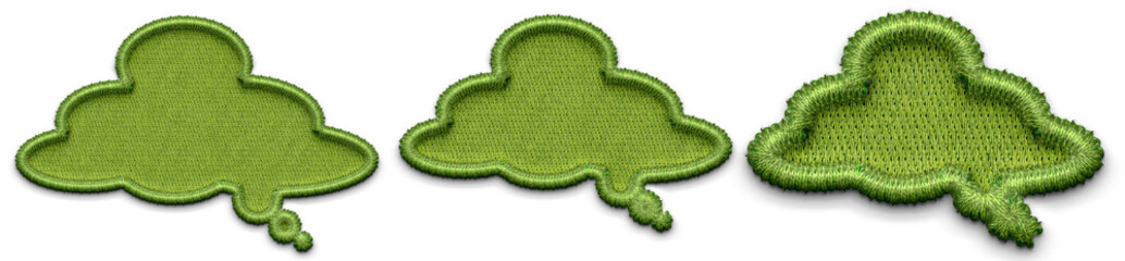 set of green speech bubbles for background. PNG file embroidery