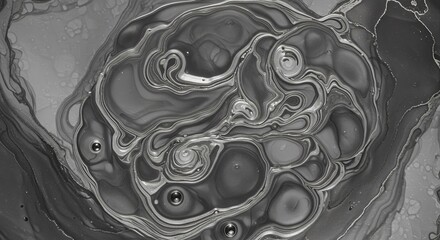 aesthetically pleasing visual created spreading effects undulating linear elements gray tones silver colored liquid texture silver colored metallic surface non representational silver colored marble