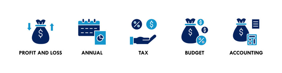 Financial Statements banner web icon illustration concept with icon of profit and loss, annual, tax, budget, and accounting