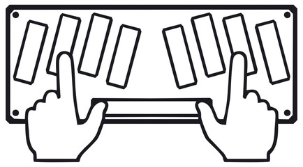 Braille keyboard lineart. Editable color vector