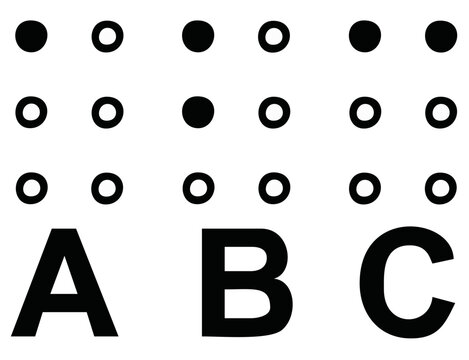 Braille alphabet ABC. Editable color vector