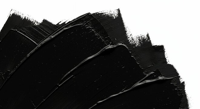 Magnified views marks made black colored viscous liquid pigment edge smeared black colored mark from viscous liquid pigment presented isolation pale non representational creative concept related to