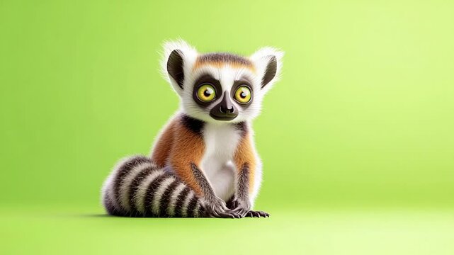 Cartoon lemur illustration cute animal portrait bright color childrens book