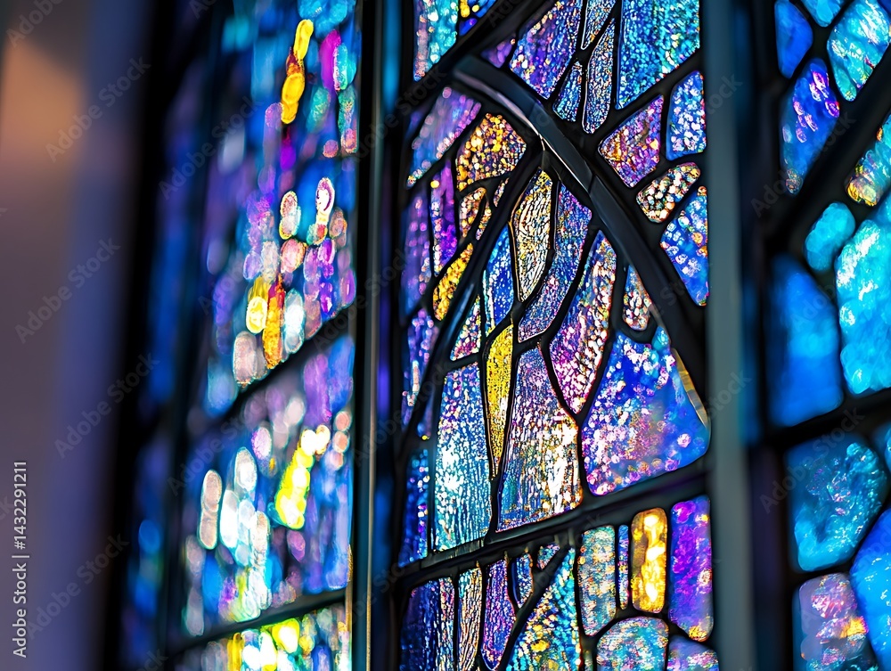 Aufkleber captivating stained glass with a kaleidoscope of colors creating vibrant patterns
