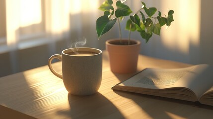 Obraz premium Cozy morning coffee and reading