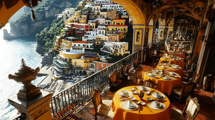 Coastal Mediterranean dining experience with stunning views.