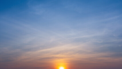 Sky with soft cloud on sunrise or sunset time.