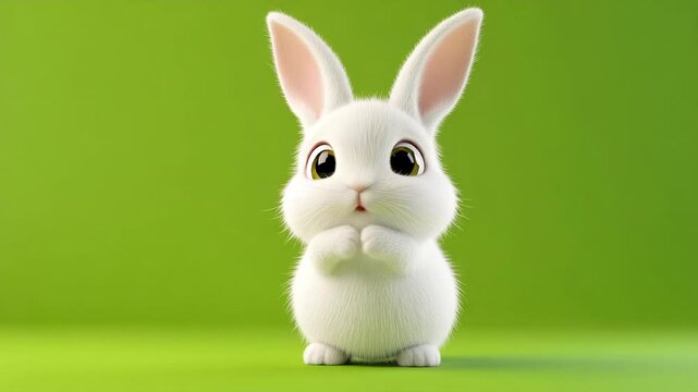 Cute white cartoon rabbit illustration