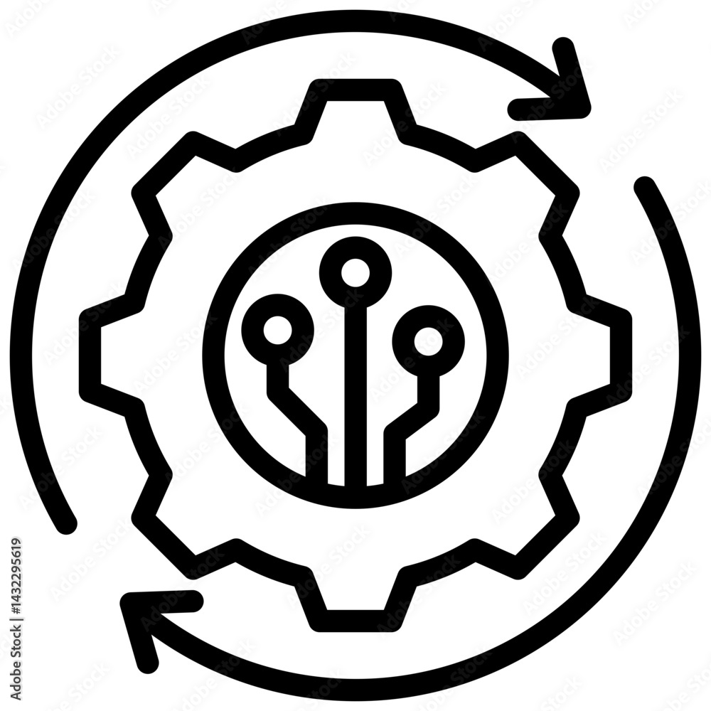 Aufkleber process automation outline icon