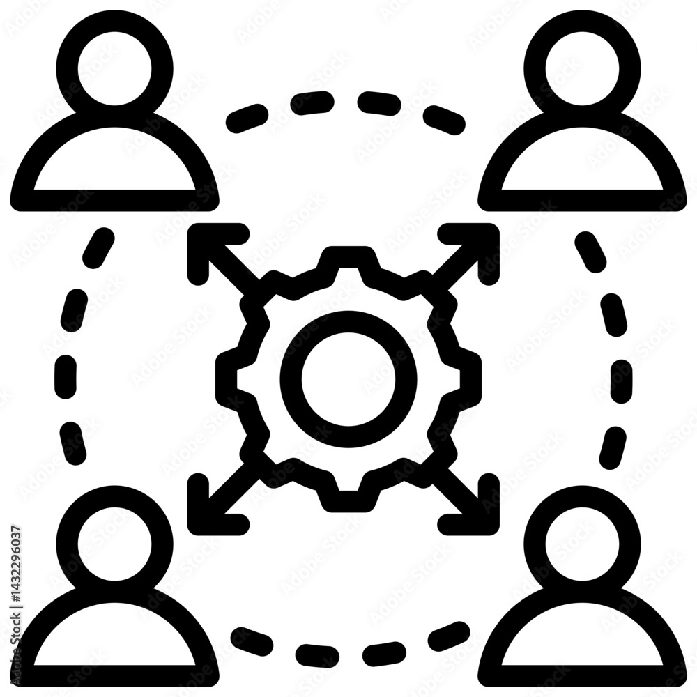 Poster cross functional collaboration outline icon