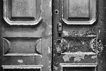 Old wooden doors without door handles
