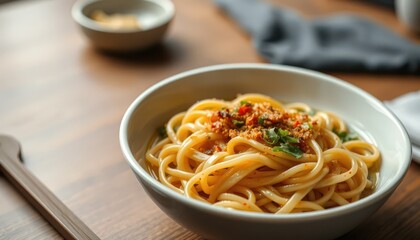 Pasta dish, warm tones