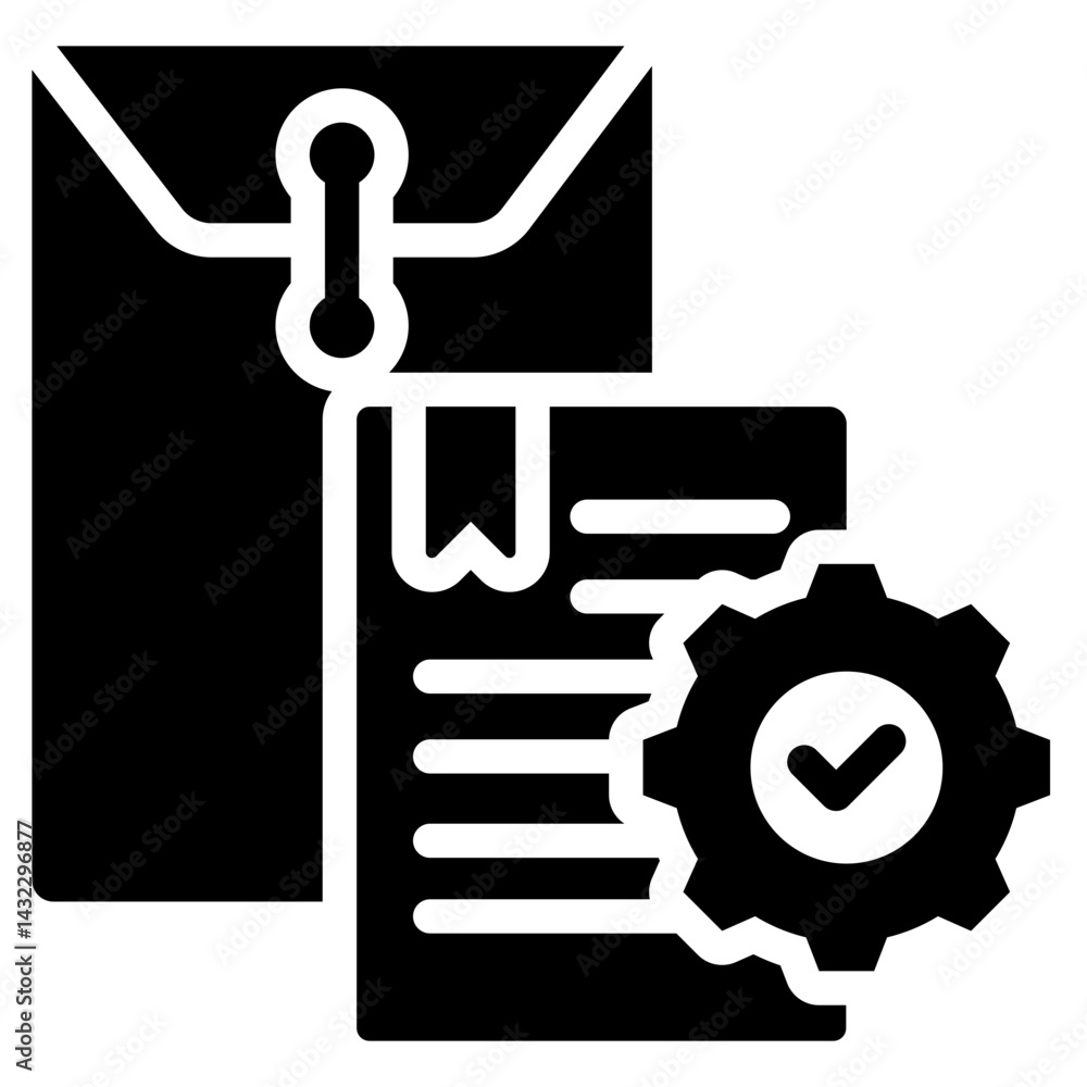 Aufkleber process documentation solid black icon