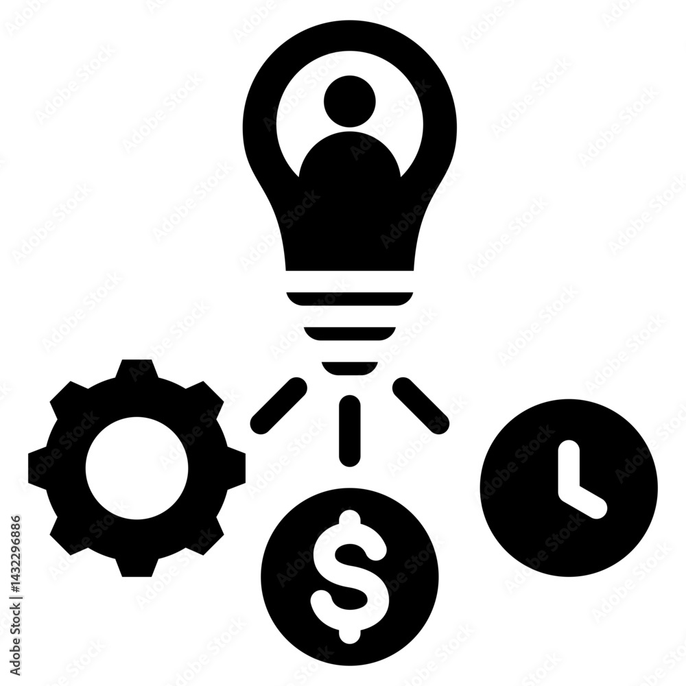 Poster resource allocation solid black icon