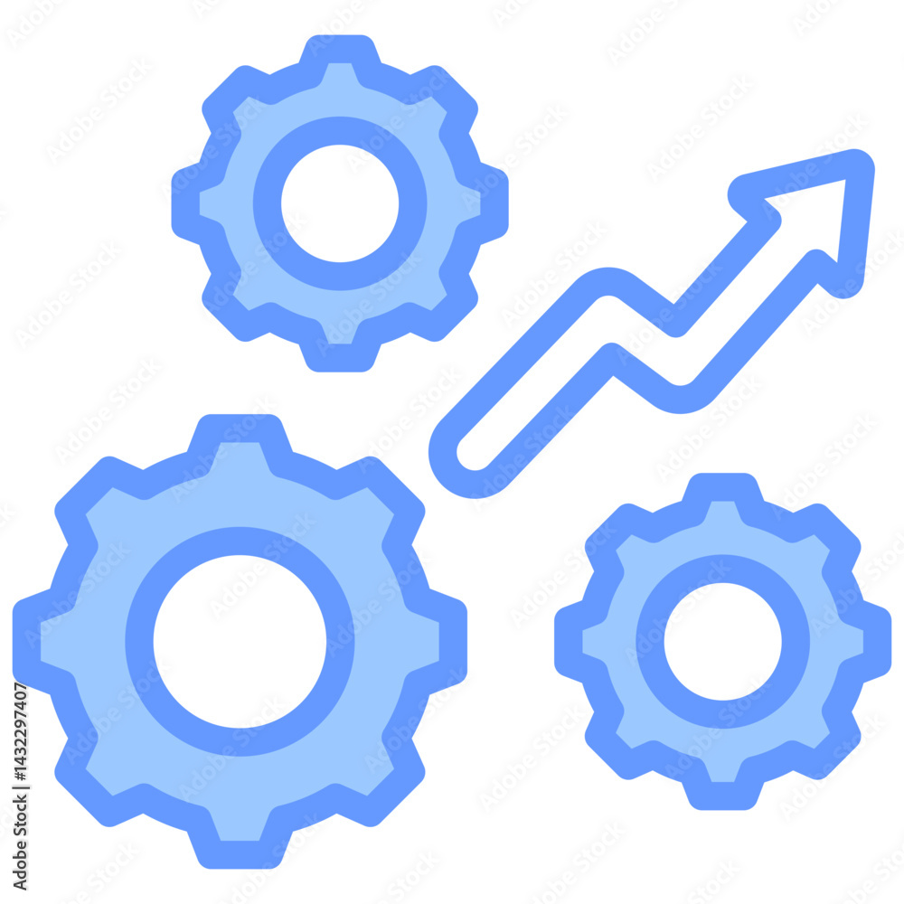 Poster workflow efficiency lineal blue icon