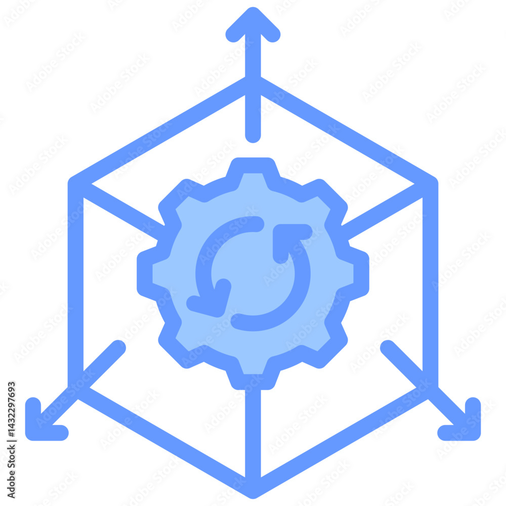 Poster process scalability lineal blue icon