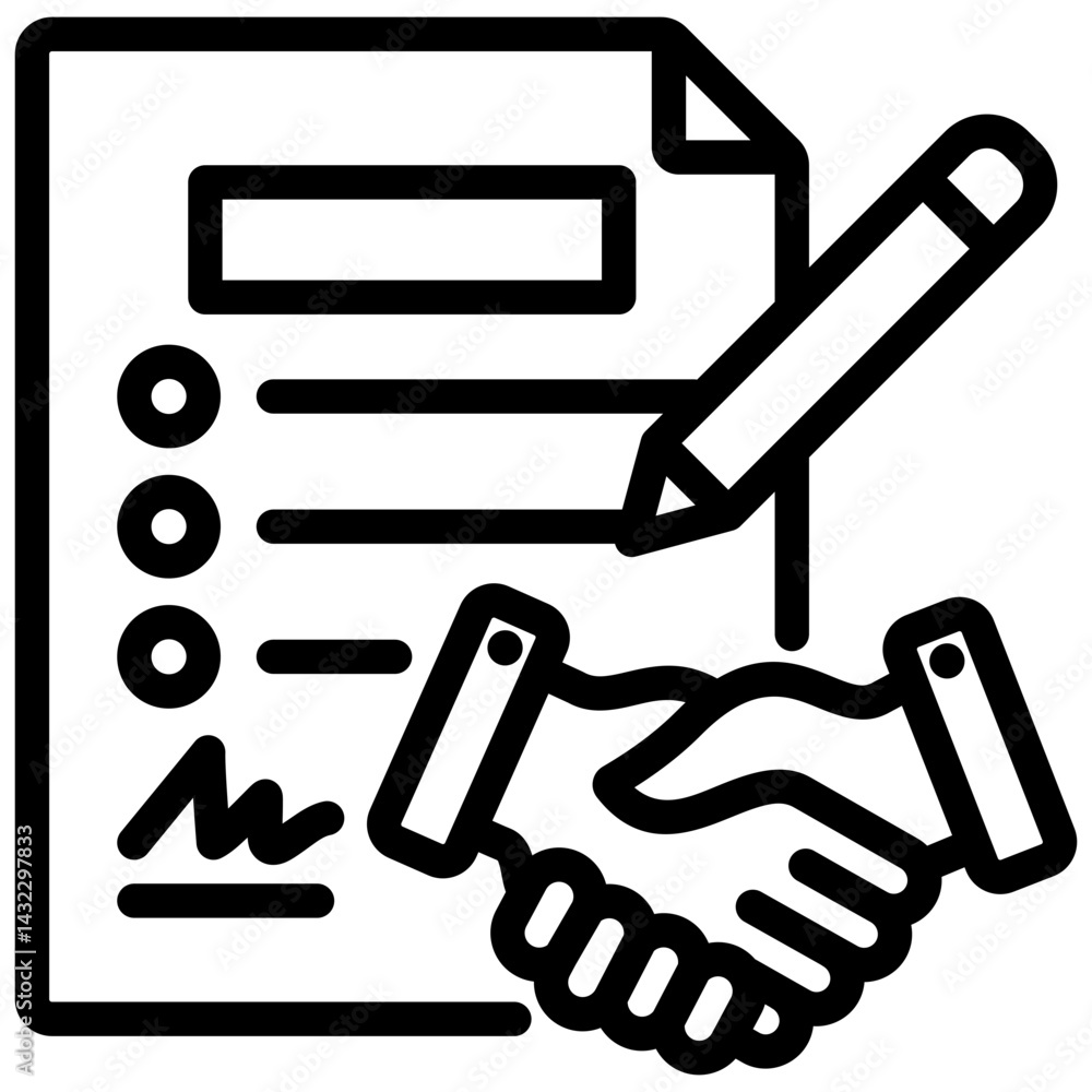 Poster contract negotiation outline icon