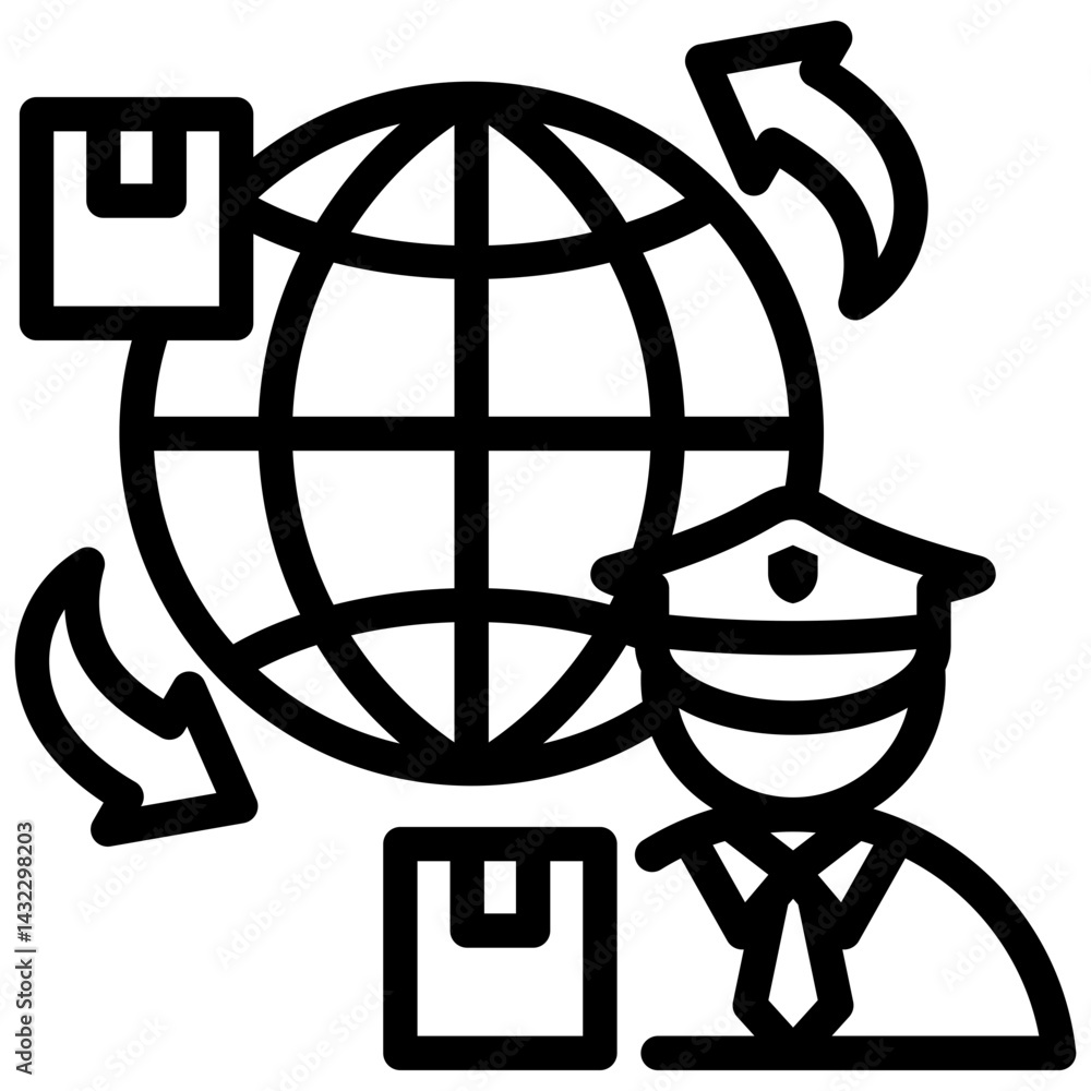 Poster customs import export outline icon