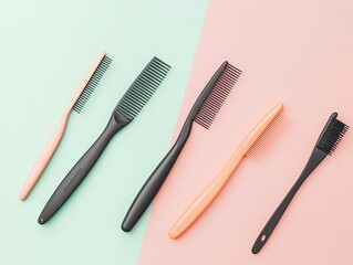 Fototapeta premium Combs on Pastel Background