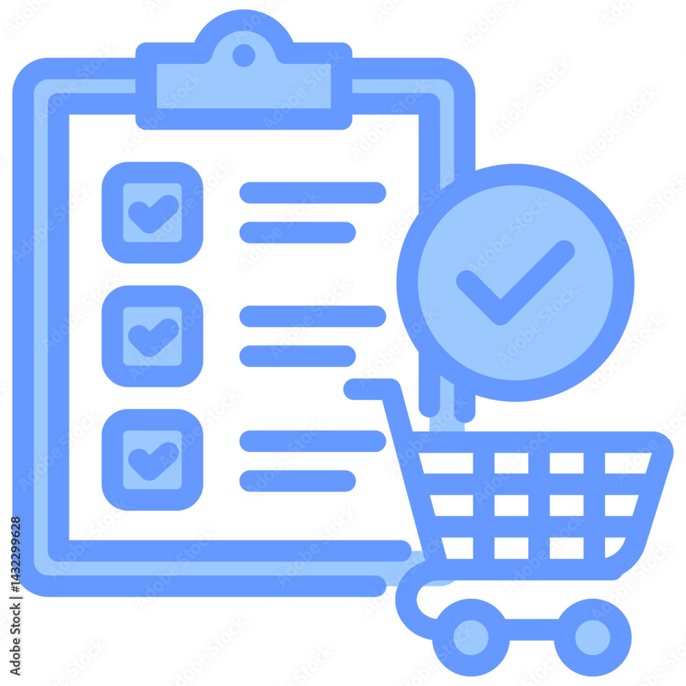 Poster purchase order creation lineal blue icon