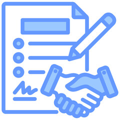 Contract Negotiation Lineal Blue Icon