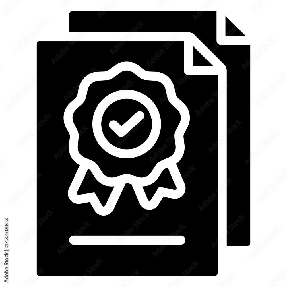 Poster Quality Documentation Solid Black Icon