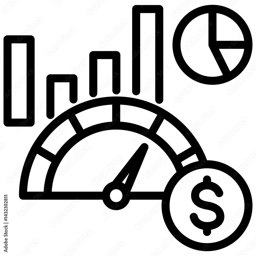 Poster performance metrics outline icon