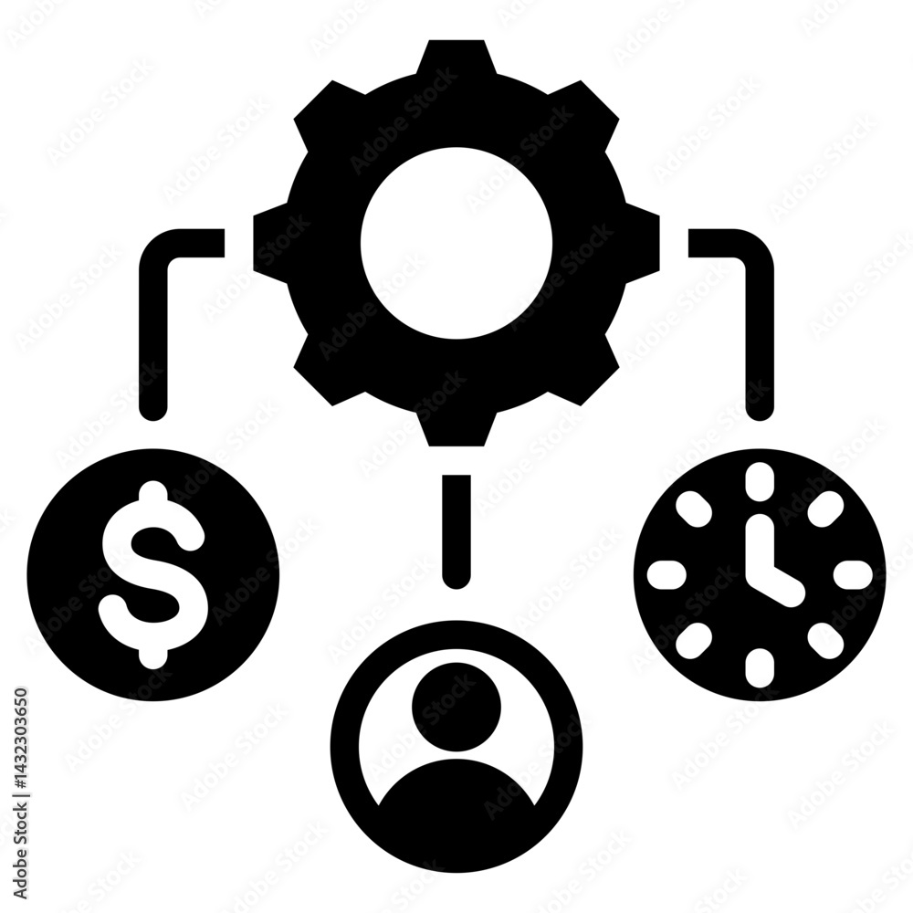 Poster resource allocation solid black icon