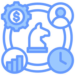 Resource Management Strategy Lineal Blue Icon