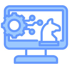 Digital Transformation Strategy Lineal Blue Icon