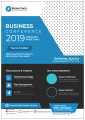 Flyer designs with various shapes like round, triangular etc. and customizable colors like off-white, green, sky blue, pink, orange, blue etc.