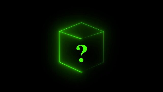 "Dynamic Neon Frame with Pulsing Question Icon on Black"