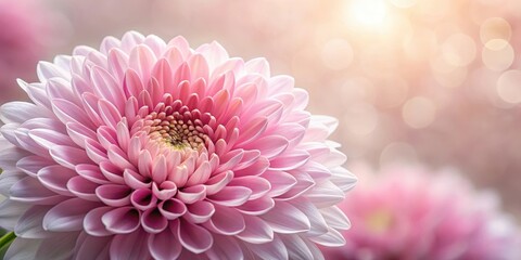 Fototapeta premium Delicate Pink Chrysanthemum Close-up with Petals , flower, blooming, flower, blooming, floral, close-up, garden, colorful