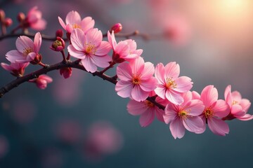 Obraz premium Delicate, intertwined blossoms forming a continuous floral scene , floral wallpaper, digital, wallpaper