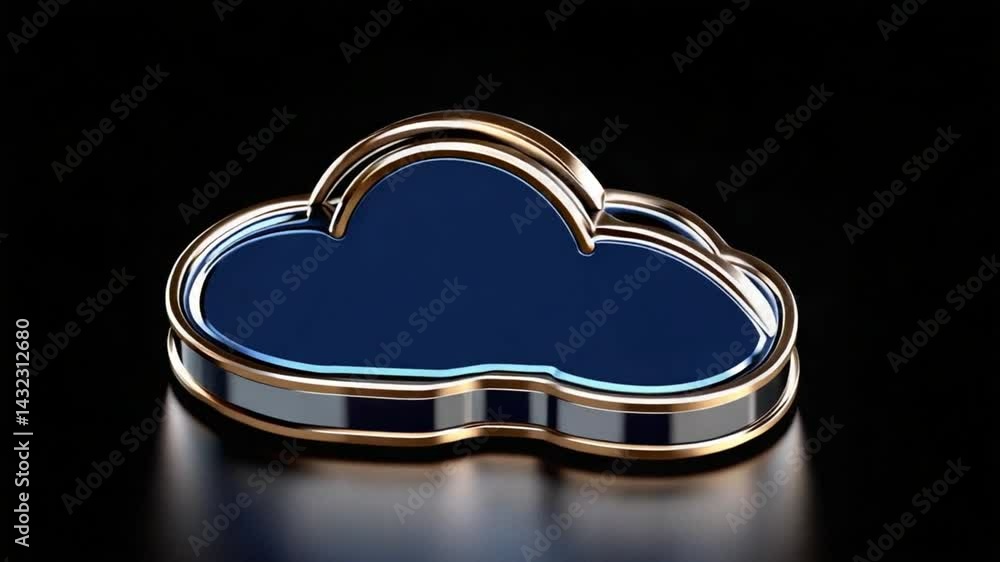 Aufkleber elegant cloud icon with glossy finish and reflective surface on dark background for digital design a