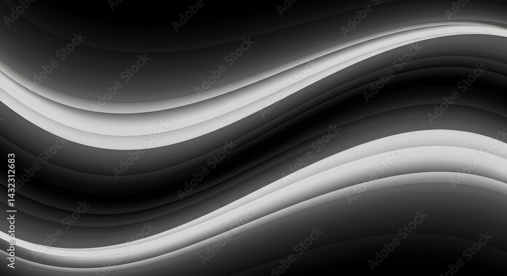 Aufkleber Abstract waves of light and shadow creating a dynamic and elegant monochrome background design element