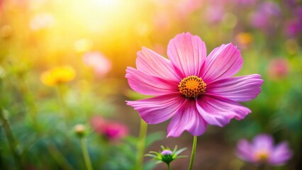 Fototapeta premium Cosmos flower blossom in garden,, petals, beauty, petals, beauty, outdoor, blossom, floral, bloom, botanical, flowers, nature