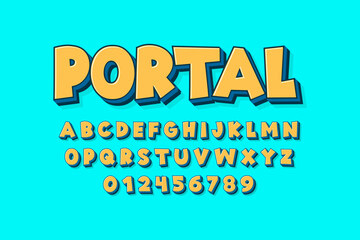 super bold cartoon alphabet and number with layer