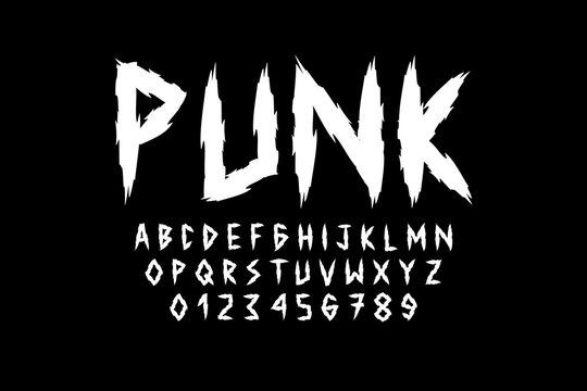 trash punk or metal alphabet and number