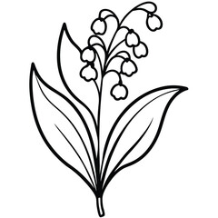 lily of the valley flower line art vector isolated on white background