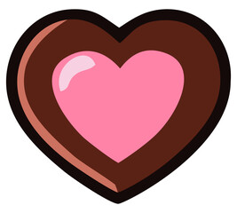 Pink chocolate heart for chocolate box. Editable color vector