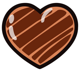Chocolate heart shape for chocolate box. Editable color vector