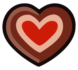 Chocolate heart shape for chocolate box. Editable color vector