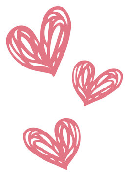 Hand Drawn Heart Doodle Pastel Pink. Editable color vector