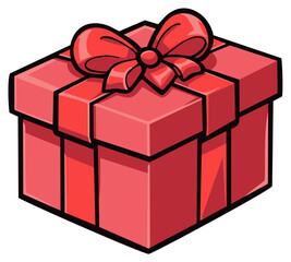 Red gift box. Editable color vector