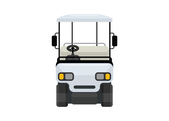 Golf car. Front view. Simple flat illustration