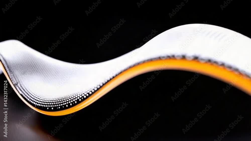 Poster abstract wave pattern with dynamic light flow and soft gradients on black background, suitable for m